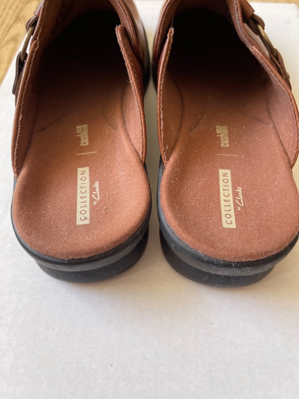 Clarks Brown Leather Women's Slip-On Mule with Buckle - Picture 3 of 7